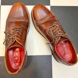 Grenson Brown Leather Platform Brogues with Red Insoles